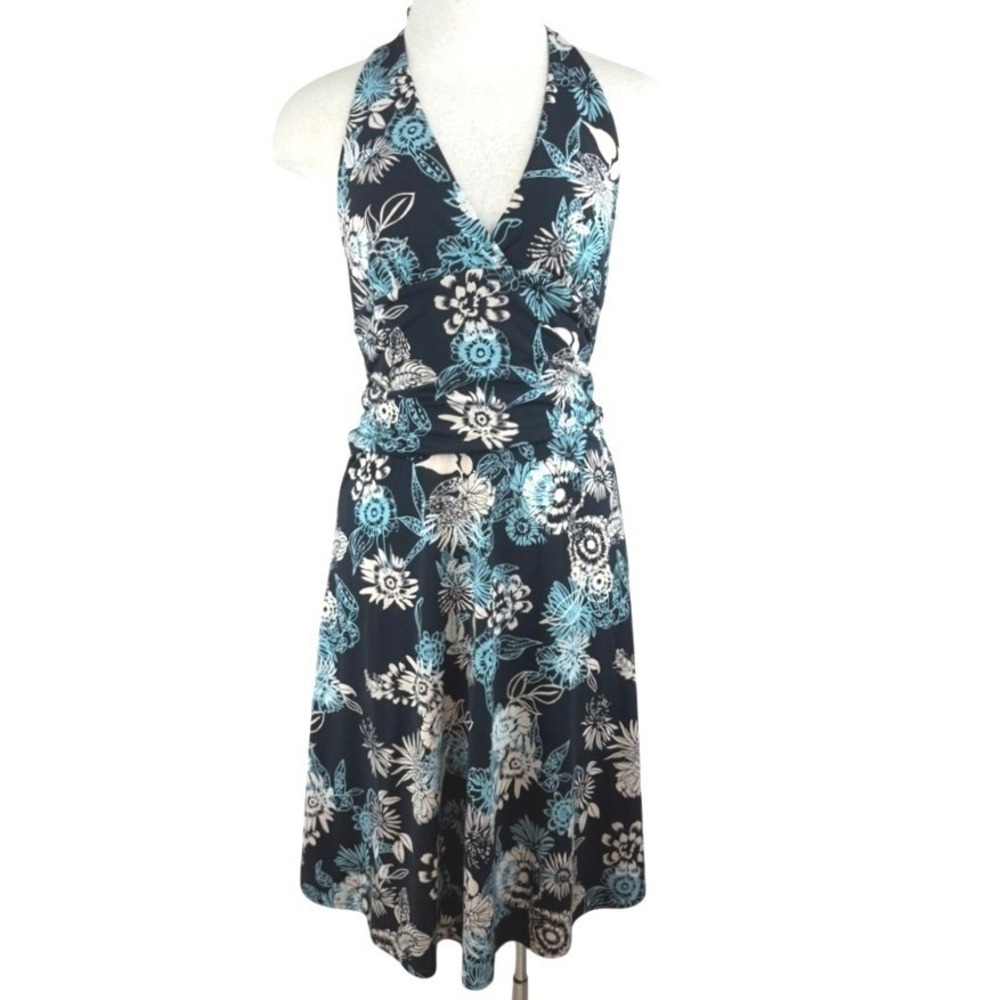 BCBG Max Azria|Womens Petite M| Floral Tie Back Halter Dress Summer Beach Cruise